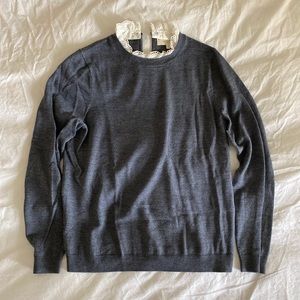 Sézane anthracite merino wool sweater with collar
